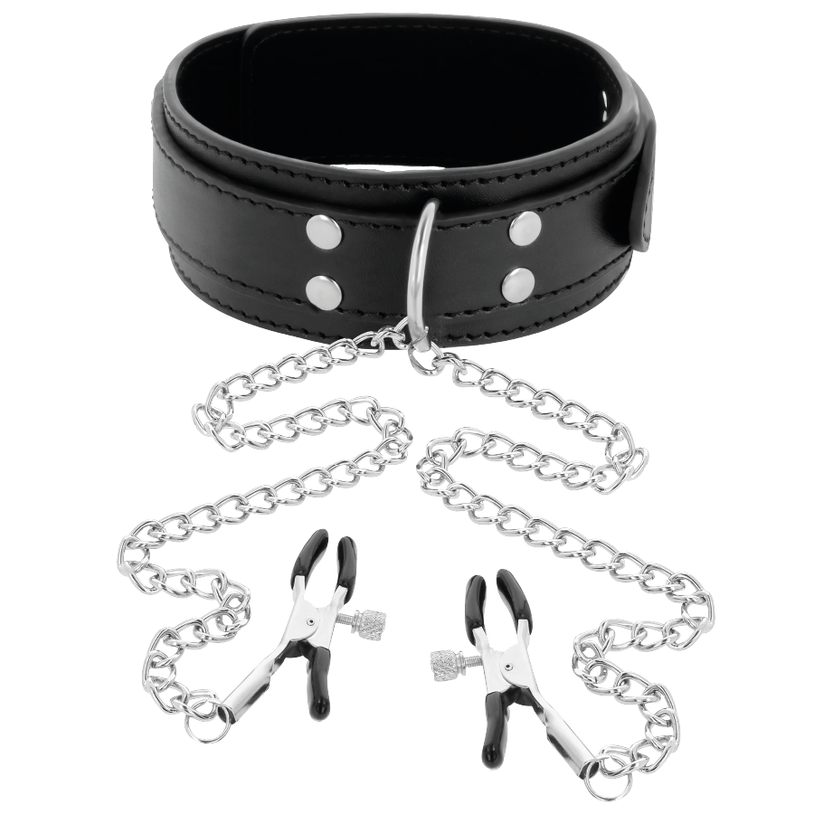 COLLAR WITH NIPPLE CLAMPS BLACK
